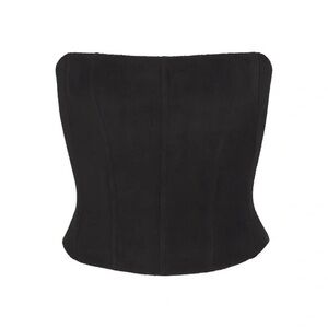 Skims Fleece Black Corset Top in Onyx